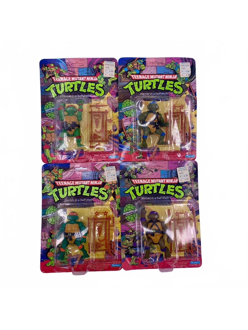 1988 VTG 1st Edition 10-Back, Soft Heads, TMNT Playmates Action Figures SET of 4